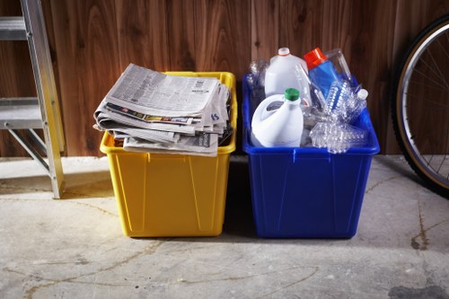 Variety of items sorted for donation and recycling